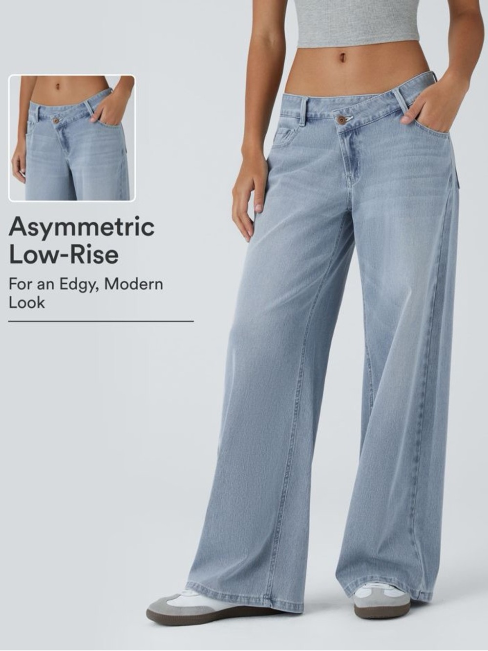Halara Flex Asymmetric Low Rise Zipper Pockets Baggy Wide Leg